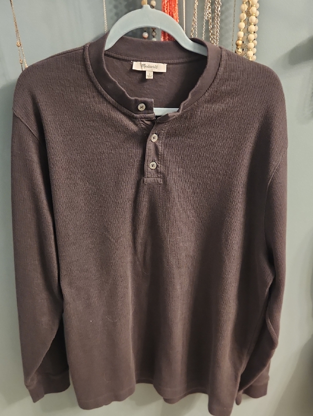 Madewell Dark Charcoal Thermal Henley